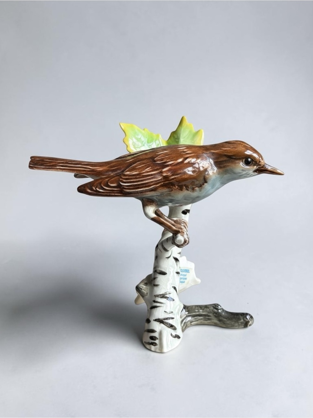 Vintage 1973 Goebel Nightingale Bird  Branch 5" Figurine West Germany Rare Gloss